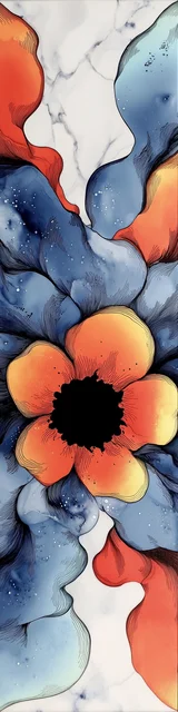 Free abstract flower art bookmark featuring a smoky orange abstract flower